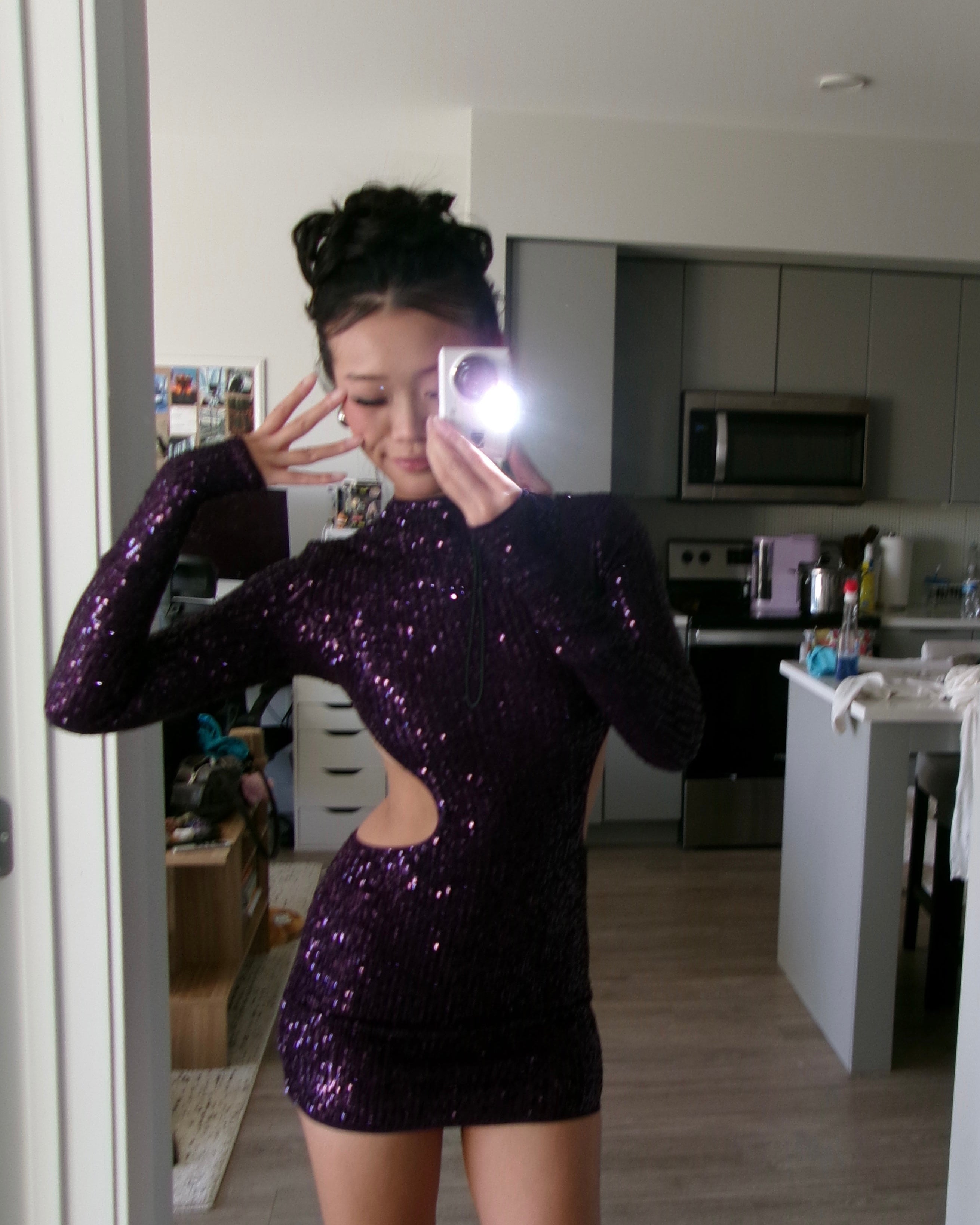 Purple Sequin Dress (Size XS)