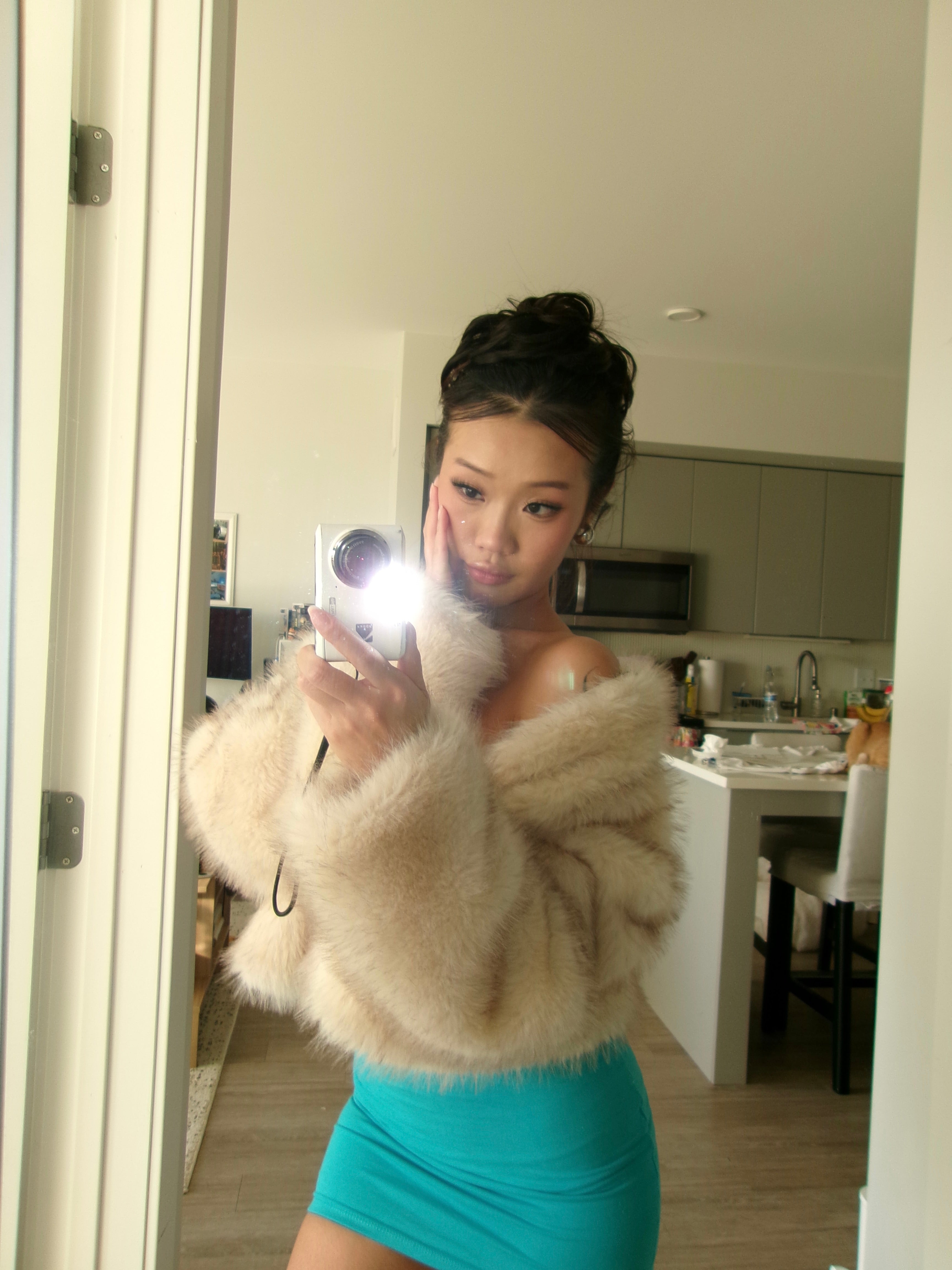 Teal Strapless Dress (Size XS)