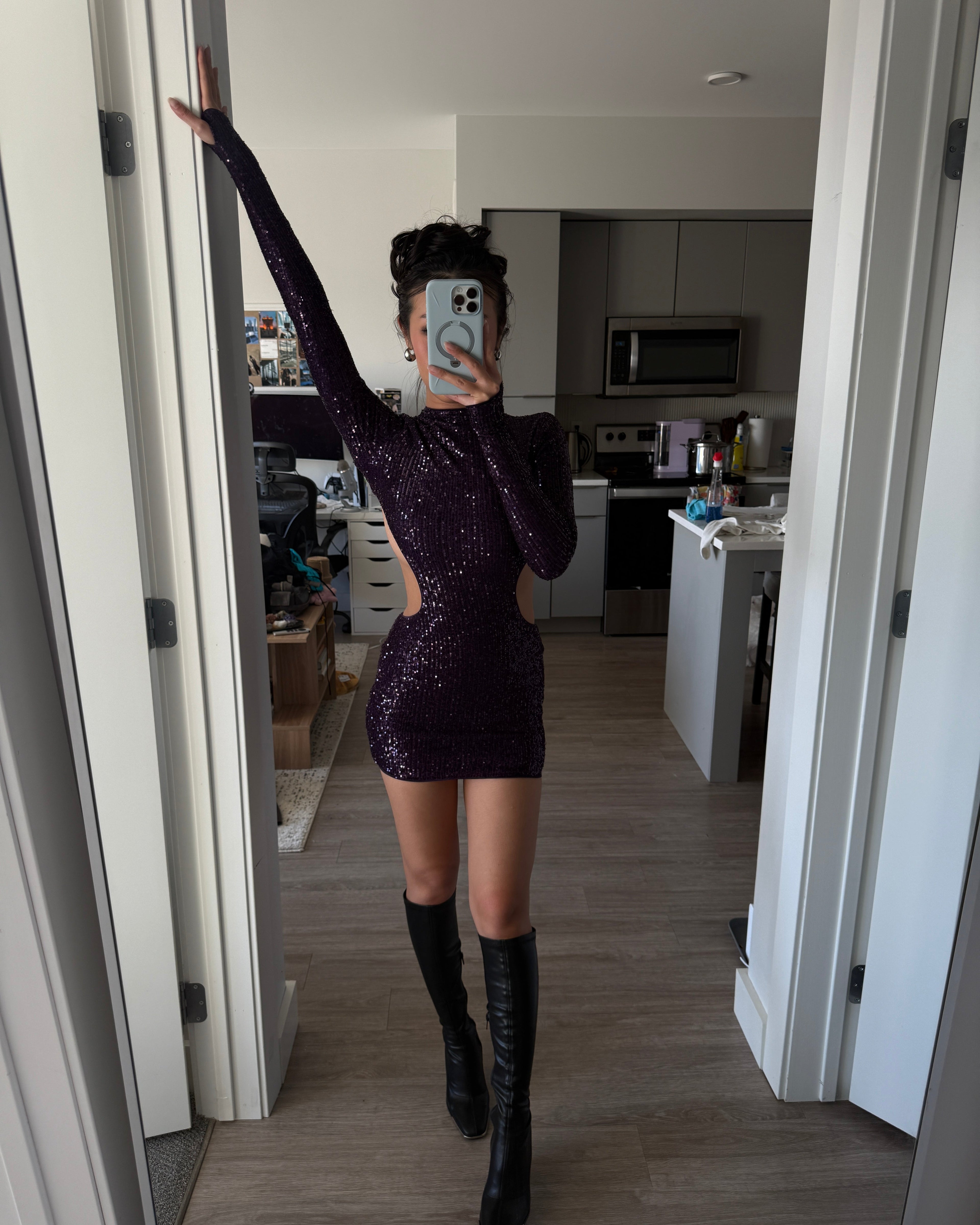 Purple Sequin Dress (Size XS)