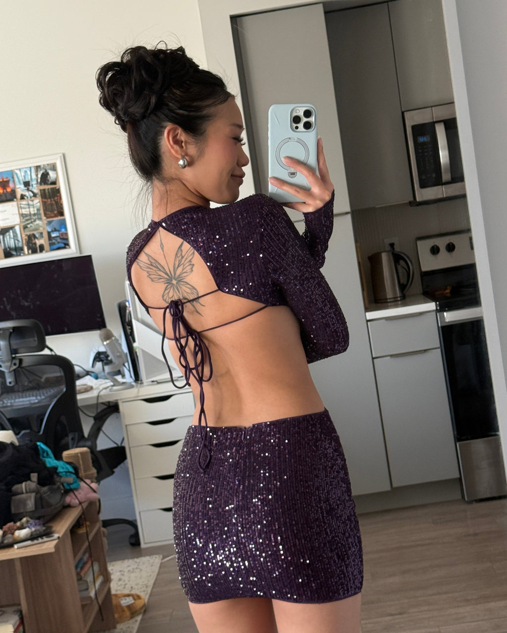 Purple Sequin Dress (Size XS)