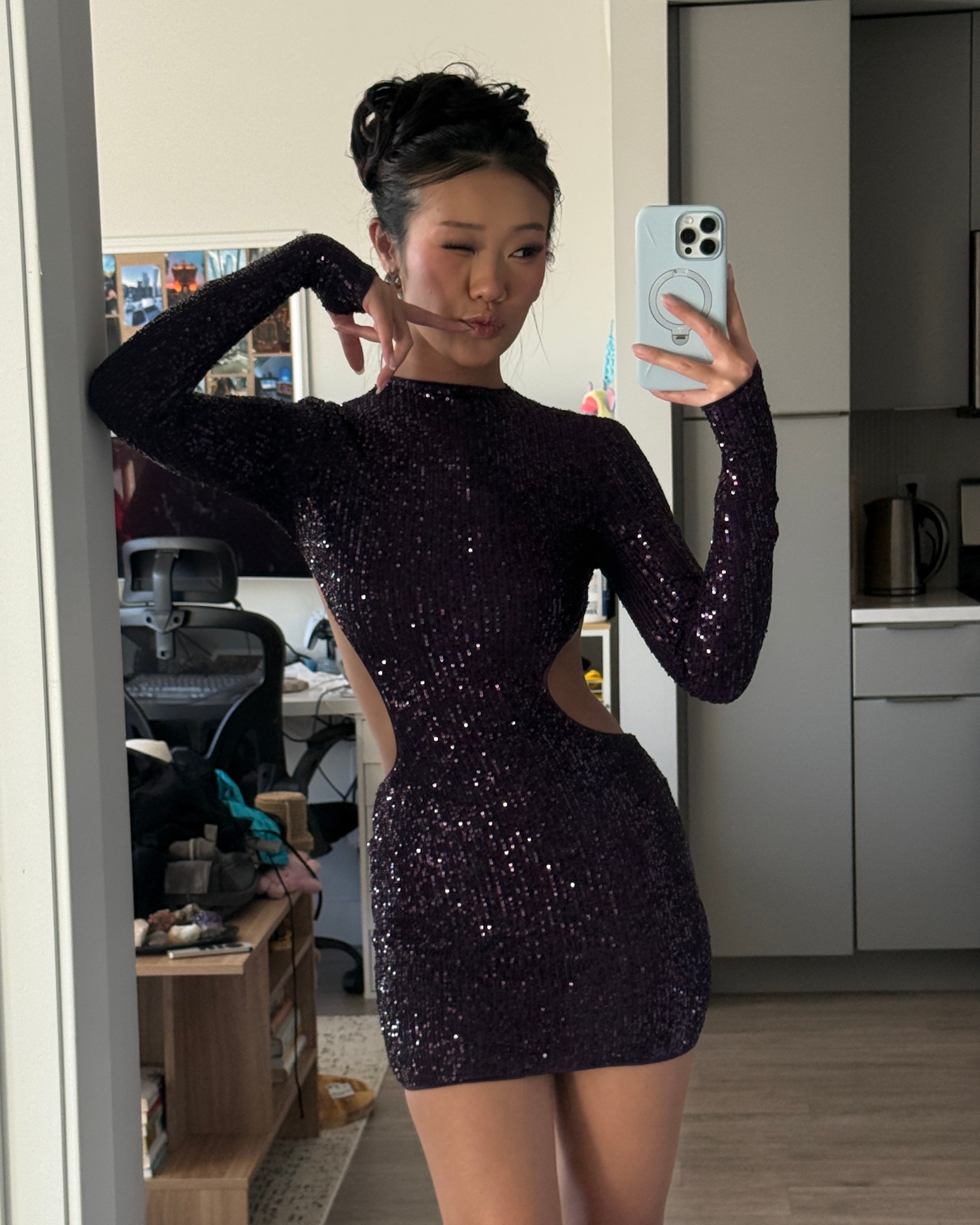 Purple Sequin Dress (Size XS)
