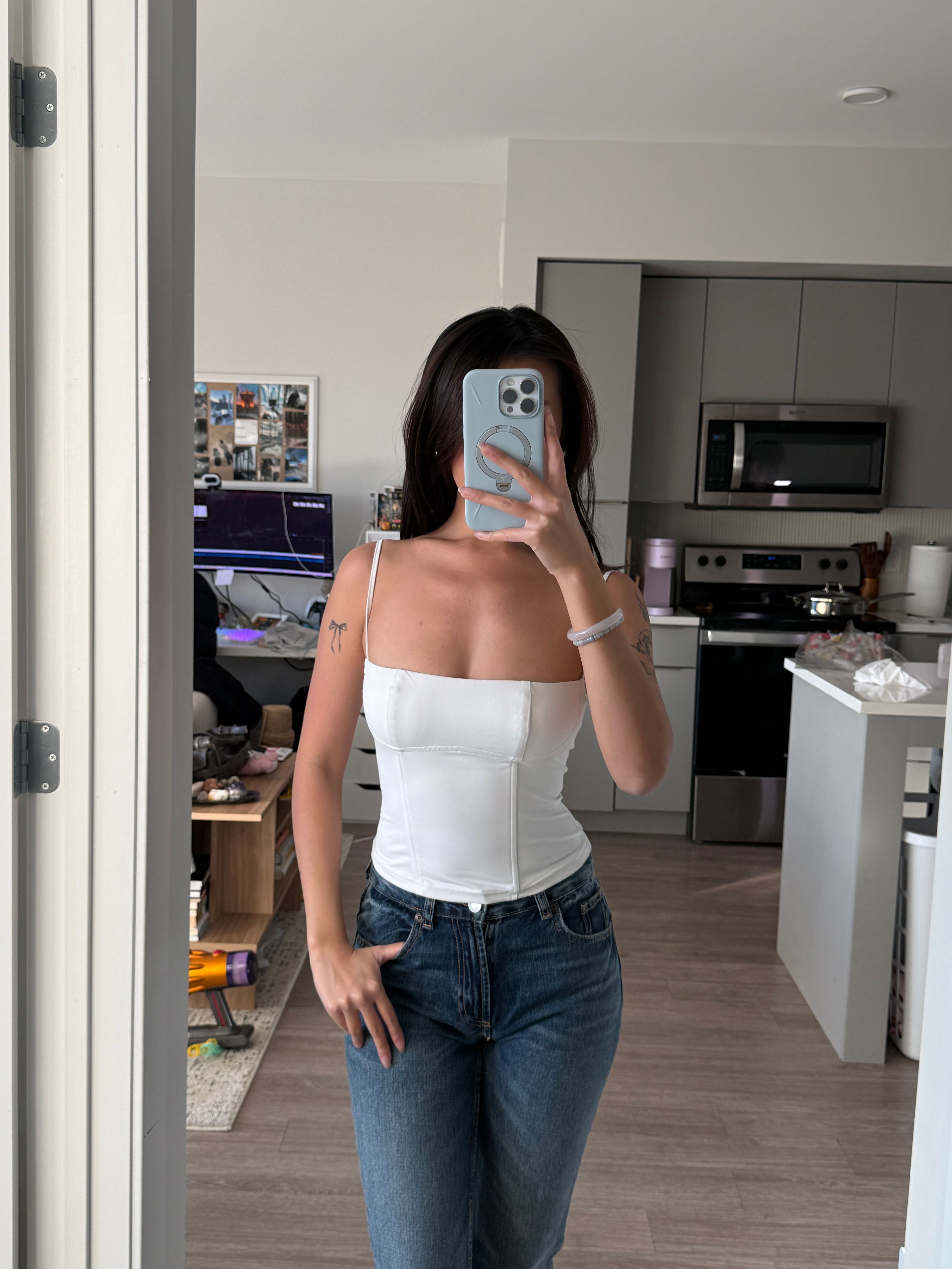 Cropped White Corset (Size XS)
